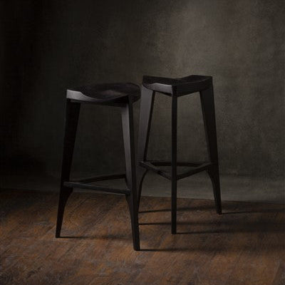 Sgabello da bar moderno nero - Sgabello da bancone in legno massello - Sgabello da cucina minimalista fatto a mano - Sgabello in legno nero opaco - Spedizione gratuita