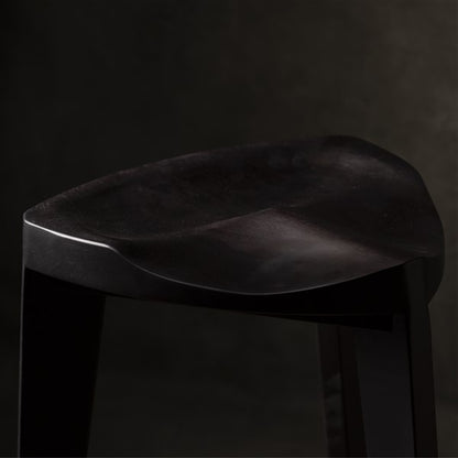 Sgabello da bar moderno nero - Sgabello da bancone in legno massello - Sgabello da cucina minimalista fatto a mano - Sgabello in legno nero opaco - Spedizione gratuita