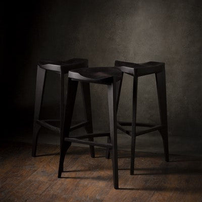 Sgabello da bar moderno nero - Sgabello da bancone in legno massello - Sgabello da cucina minimalista fatto a mano - Sgabello in legno nero opaco - Spedizione gratuita