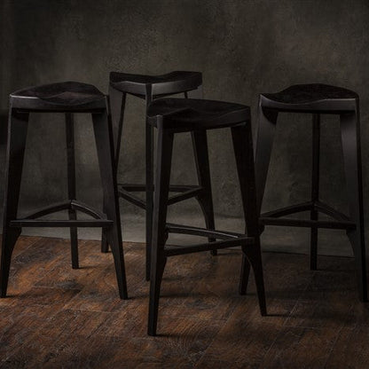 Sgabello da bar moderno nero - Sgabello da bancone in legno massello - Sgabello da cucina minimalista fatto a mano - Sgabello in legno nero opaco - Spedizione gratuita