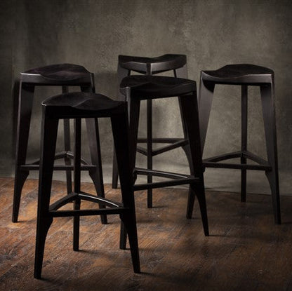 Sgabello da bar moderno nero - Sgabello da bancone in legno massello - Sgabello da cucina minimalista fatto a mano - Sgabello in legno nero opaco - Spedizione gratuita