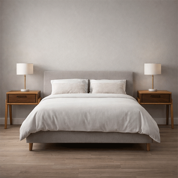 Solid Walnut Nightstand with Drawer, Japandi Minimal Bedside Table - Hashi