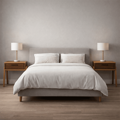 Solid Walnut Nightstand with Drawer, Japandi Minimal Bedside Table - Hashi