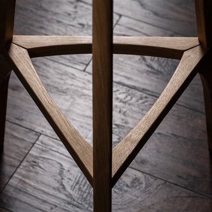 Sgabello da bar in legno di quercia con seduta piatta