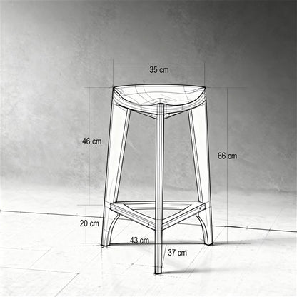 Terza Stoffa – Sgabello da bar in noce con seduta imbottita