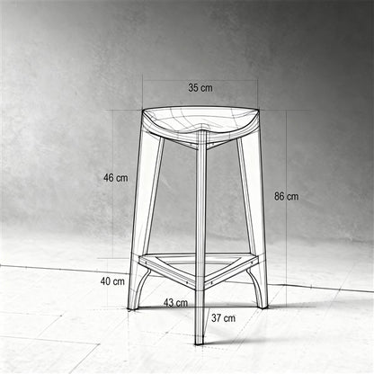 Terza Stoffa – Sgabello da bar in noce con seduta imbottita