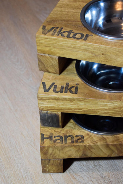 Supporto per ciotola per cani in legno personalizzato