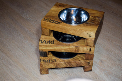 Supporto per ciotola per cani in legno personalizzato