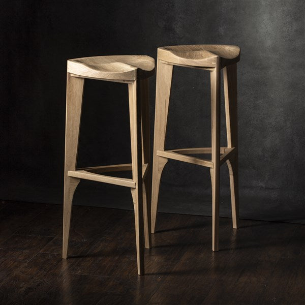 Sgabello da bar in legno di quercia