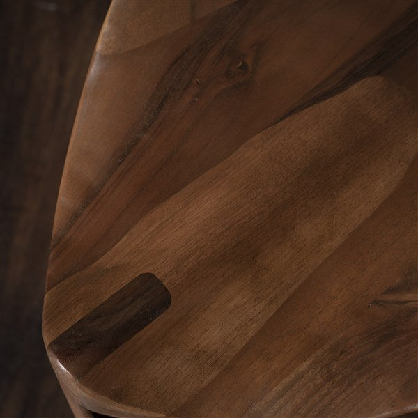 Hikari - Sgabello a tre gambe in noce con seduta intagliata