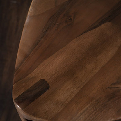 Hikari - Sgabello a tre gambe in noce con seduta intagliata